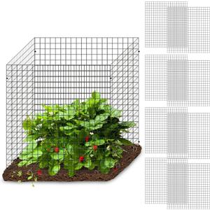 12 Pics DIY Metal Plant Protectors from Deer, Garden Fencing Animal Barrier Size 11.8 * 11.8 inches, Mesh Plant Cage Chicken Wire Cloche for Plants with Stakes and Nylon Cables (12 Pcs)