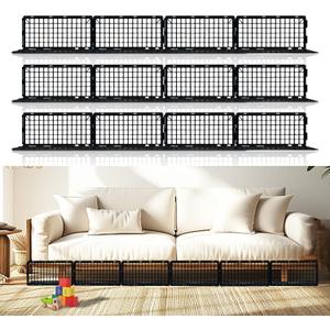 12 Pack Under Couch Blocker,Under Bed Blocker for Pets Plastic Stopper,Couch Guards Gap Bumper Stop Things Going Under Bed or Sofa Couch (6.6" H x 14.5" L)