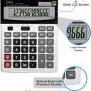 Desk Calculator 12 Digit Extra Large LCD Display, Touch Comfortable with Big Buttons, PXY Two Way Power Battery and Solar Standard Function Office Calculators