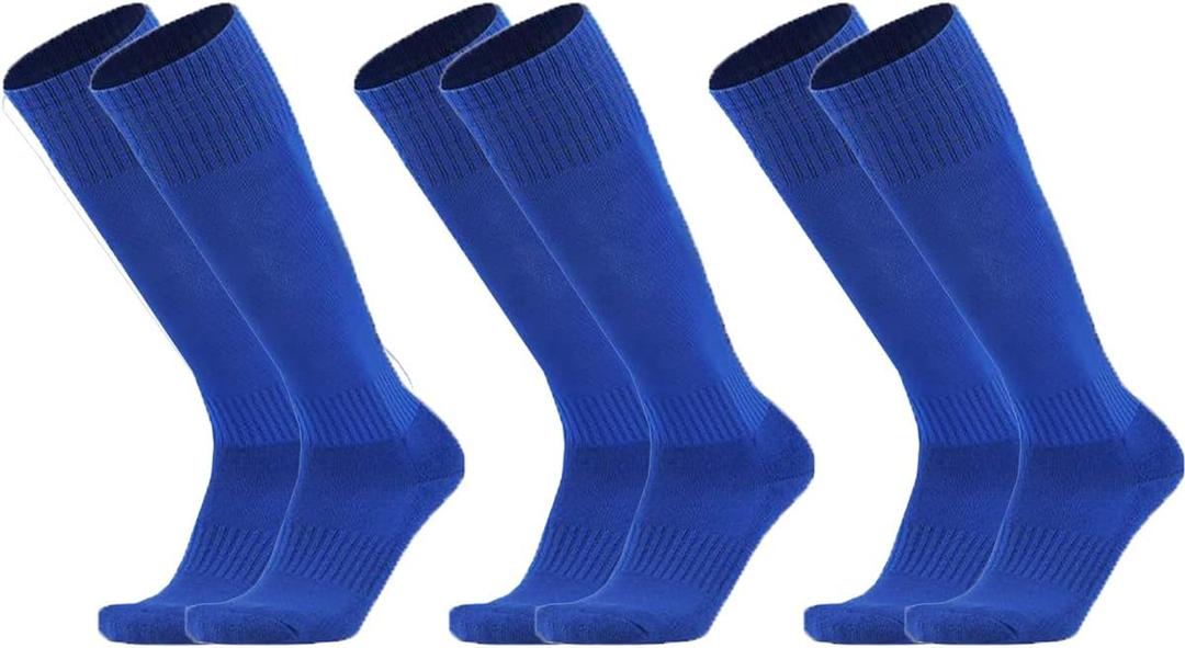 Unisex Athletic Knee High Breathable Compression Solid Tube Soccer Football Sport Socks 3/12 Pairs for Kid Youth Adult (White)