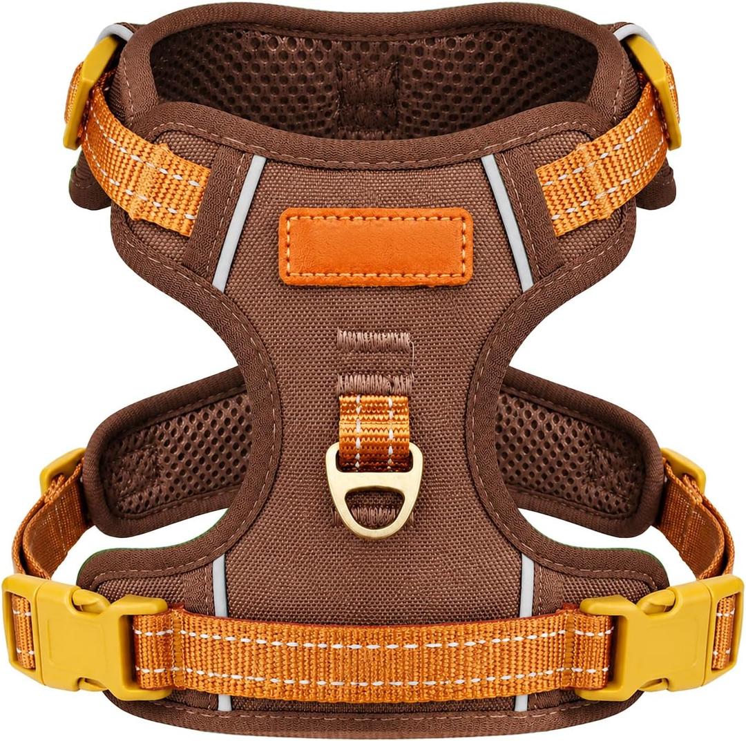 No-Pull Reflective Dog Harness with Handle Soft Padded Vest for Small Medium Large Dogs Heavy Duty Adjustable Anti-Choke Pet Harness with Front & Back Clip Harness for Walking, Training, L