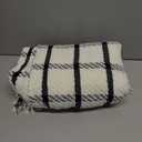 CREVENT 50"X60" Farmhouse Breathable Soft and Warm Chenille Plaid Throw Blanket for Sofa Couch Bed, Home Decoration Throw with Tassles (Black & White)