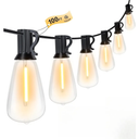 Brightever LED Outdoor String Lights 100FT Patio Lights with 52 Shatterproof ST38 Vintage Edison Bulbs, Outside Hanging Light Waterproof for Porch, Deck, Garden, Backyard, Balcony, 2700K Dimmable