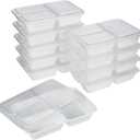 GoodCook Food Storage Containers for Meal Prep Rectangle Three Compartments & Made without BPA, 20-Piece, White (10 Sets)