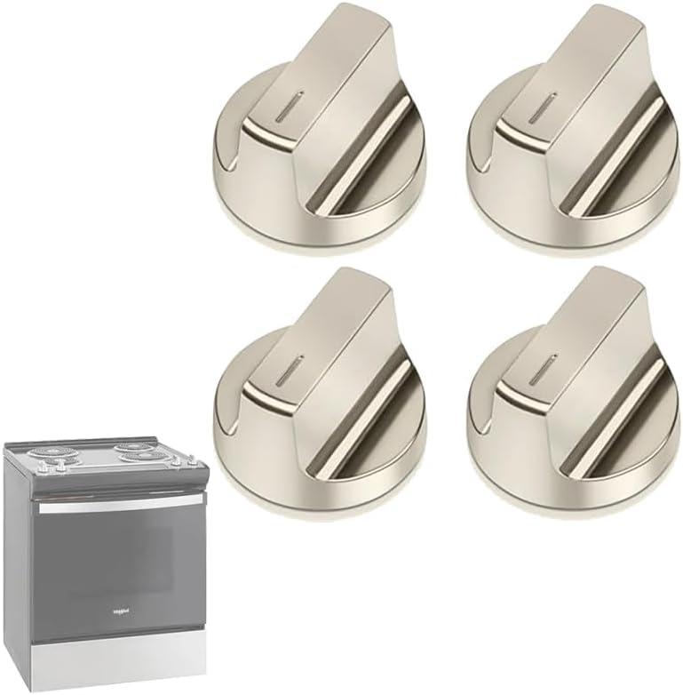 Updated W11517331 Knobs Replacements for Whirlpool Electric Stove, Replace W11458840 W11117415, etc Range Oven Knobs for WEC310S0LS0, WFE745H0FE1, etc Durable & Easy Install, 4 Pack (Not Universal)