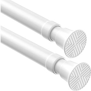 2Pack White Tension Curtain Rods18 to 36 Inch,Spring Loaded Curtain Rods No Drilling,Small Tension Rod for Windows Door Closet,Pressure Rod