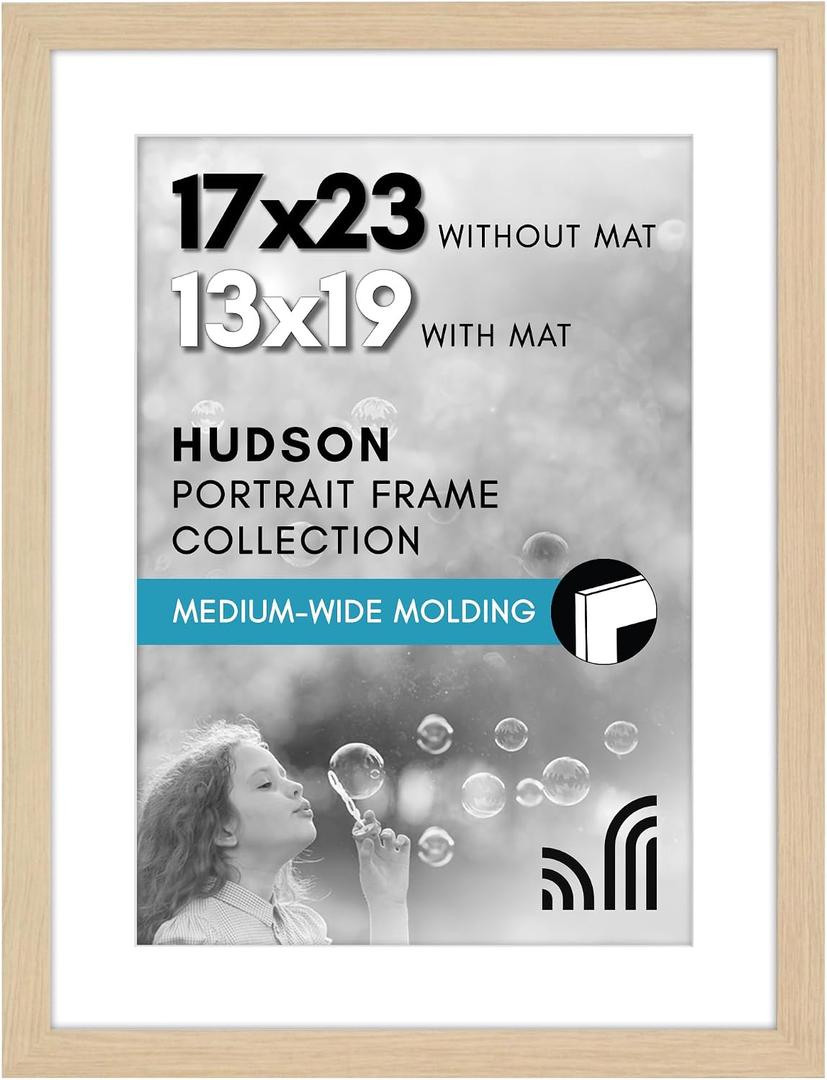 Americanflat 17x23 Poster Frame - Matted to 13x19 - Natural Oak