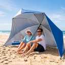 UPWELL Beach Tent Easy Set Up Canopy Sun Shelter Shade with UPF 50+UV Protection Portable Beach Umbrella Outdoor Sunwall with Sand Pockets for Fishing Backyard Camping(Navy Block)