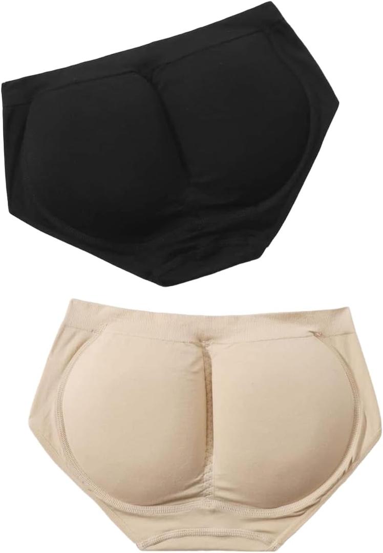 WDIRARA Women's 2 Piece High Waist Hip Pad Shapewear Panty Butt Lifter Tummy Control Underwear
