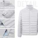 WHN Men Puffer Jacket Coat Lightweight Winter Waterproof Windproof Stand Collar Full Zipper Coats with 3 Pockets (Gray, XXL)