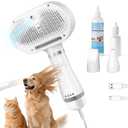 Cat Steam Brush with 600W High-Power Pet Dryer, Pet Spray Hair Removal Comb, 5 in 1 Cat & Dog Brush for Shedding, Includes Shampoo(Wired) (White)