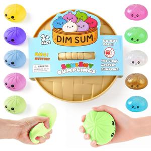 Dumpling Squishy Toys, Giant Dumpling Squishy Mystery Box, Colorful Squishies Dumplings Stress Balls Toy, Stocking Stuffers with Food Steamer Stretchy Desk Toy (Green)
