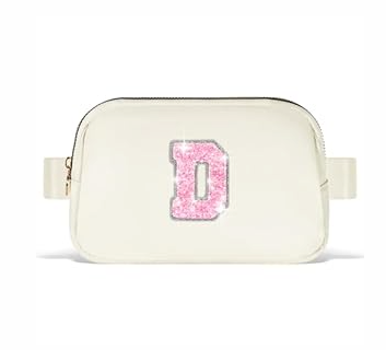 Uygafly Gifts for Girls Teens Kids - Birthday Gifts for Daughter Sister Her,Teen Girl Essentials,Travel Essentials,Cute Teen Trendy Stuff Waist Packs Belt Bag Crossbody Bag | Cream,Initial S