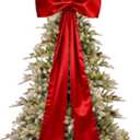 55.1x18.9 Inch Large Christmas Satin Bows Christmas Tree Topper Decorations Giant Xmas Tree Toppers Bows for Christmas Holiday Birthday Party Baby Shower Room Decoration (Red)