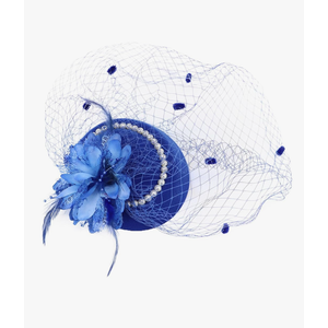 Fascinator Hat, Pillbox Hats for Women, Derby Hat for Women,Tea Party Hats, Feather Flower Pearls Hair Clip Headwear Veil