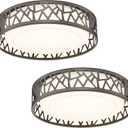 LED Flush Mount Ceiling Light 2 Pack, 14 Inch 20W Dimmable Round Deco Lighting Fixture Oil Rubbed Bronze Finished,1400 Lumens 3000K Warm White, ETL Listed Metal Body White Acrylic Lampshade, 14IN-2PK