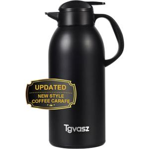 Large and Heavy Thermal Coffee Carafe 102 oz,Fullness Water is 7.3 LB - 18 Hours Hot, Insulated Carafe for Hot Liquids, Insulated Coffee Carafes For Keeping Hot for Parties -Tea Carafe Flask(black) (101.4 Ounces)