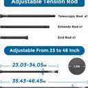 AIZESI 2Pack Tension Curtain Rod 23-46 Inch No Drilling Adjustable Black Tension Rod Extendable Spring Loaded Curtain Rods for Window Doorway Kitchen Closet Bathroom