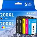 ZIPRINT 200 Ink Cartridge Remanufactured Ink Cartridge Replacement for Epson 200XL T200XL for XP-410 WF-2540 WF-2530 XP-310 XP-400 Printer (2 Black, 1 Cyan, 1Magenta, 1 Yellow) 200XL Ink Combo Pack