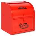 Pitmoly Stainless Steel Bread Box, 2 Layer Roll Top Bread Boxes, Large Capacity Food Storage Container for Kitchen Counter, Metal Bread Bin, Bread Holder for Countertop 11.8" x 9.6" x 12.8" (Red) 