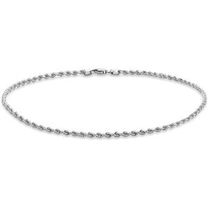 14k Fine White Gold Rope Chain Anklets for Women Men Teens and Kids Strong plated Durable Foot Jewelry Beach Party Work Cute Ankle Bracelet 9 10 and 11 inches