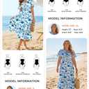 GRACE KARIN Womens Summer Floral Maxi Dresses 2026 Short Sleeve V Neck Dress Casual Flowy Beach Vacation Sundress with Pockets White Blue Floral M