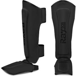 Muay Thai Shin Guards for MMA Kickboxing Leg Instep Protective Pads, Martial Art Sparring Gear for BJJ Karate Boxing Taekwondo Training, Men Adults Kids Children (Medium, Black)