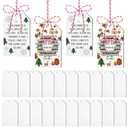 Chunful 24 Pcs Sublimation Ornament Blanks Christmas Height Ribbon Ornament MDF DIY Personalized Growth Measurement Keepsake Xmas Tree Hanging Decoration for Christmas Party Decor(Rectangle Style)