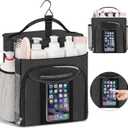 Attmu Mesh Shower Caddy Portable for Dorm College Essentials, Large Capacity Separate Compartment Hanging Toiletry Bag for College Student Camping Gym Travel Essentials (Black)