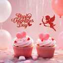 Valentine's Day Cupcake Toppers | 24 Pack, Pink, Red, Cupid, Heart, Party Decor, Love, Romantic, Valentine Cake Decorations