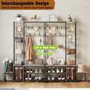 Espelism Hall Tree with Shoe Storage Bench Coat Rack with 7 Hooks Interchangeable 4 Tier Side Storage Shelves Small Cute Side Bench Industrial 5-in-1 Entryway Coat Rack for Hallway Mudroom Bedroom, Large