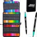 Dual Brush Marker Pens, 72 Colors Art Markers Set with Fine and Brush Tip Markers for Adult Coloring Books No Bleeding, Can Be Used for Note Taking Planner Hand Lettering Calligraphy