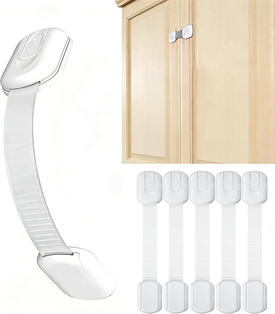 5 x Cabinet Locks (6 Pack) Self Adhesive Drawer Latches for Home Furniture, Fridge & Cabinets, No Drilling Required