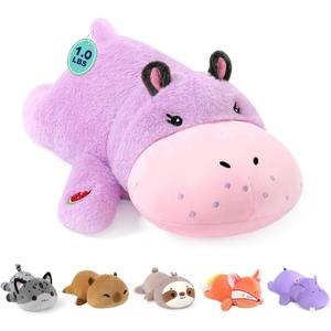 Onsoyours Original Weighted Hippo Stuffed Animals, Comfort Hippopotamus Plush Soft Cute Hugging Plushies Toys Gifts for Kids & Adults(9.8", 1.0lbs)