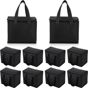 10 Pack Insulated Lunch Bags Bulk, Reusable Cooler Bags, Leakproof Lunch Boxes Set, Waterproof Thermal Cooler Bags, Insulated Beverage Bag for Women Men Work Picnic Beach(Black)