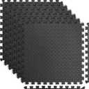 Art3d Eva Puzzle Exercise Mats, 1/2 Thick Foam Interlocking Tiles for Gyms, Flooring, Workout, Gym Equipments, Pack of 6 (24 Sq.ft, Black)