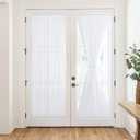 RYB HOME 2 Layers Sheer Door Curtains for Door Window, Privacy Protection Non-See-Through Light-Filtering Drapes with Tieback, Top and Bottom Rod Pocket Sidelight Drapes, White, W26 x L72