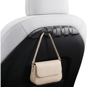 REEVAA 2PCS Tesla Accessories Seat Hooks for Model Y Juniper & Model 3 Highland 2017-2026 Premium Only, [Extra Storage, Hidden & Foldable] Seat Back Storage Hanger for Purse & Handbag
