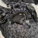 15 Pcs Black Leopard Print Printing Car Steering Wheel Cover Center Console Armrest Pad Headrest Seat Belt Cover Handbrake Cover Keychain Coaster Full Set Car SUV