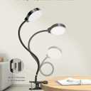 Glocusent 5W Clip on Light, 36LED Eye Caring Reading Light for Bed, 3 Colors & 5 Brightness Clip on Lamp with Adapter, Perfect Reading Light for Bed with Clamp/Bunk Bed/Headboard/Table/Desk (Black)