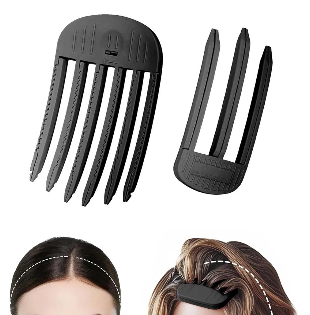 2Pcs Volumizing Hair Clips for Women,Easy High Crown Volume Tool, No Crease Hair Root Lifting Clips for a Natural Puffy Lazy Hairstyle, Black