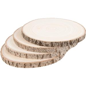 Maputune 4 Pcs 8-9 inches Large Unfinished Wood Slices for Centerpieces, Natural Rustic Wooden Plate for DIY Craft, Round Wood Chips for Table Signage Painting Wedding Party Christmas Decor