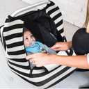 ACRABROS Car Seat Covers for Babies,All Season Infant Carseat Cover Canopy for Boys and Girls,Stretchy Adjustable Peeping Window with Mesh Cover,Warm Breathable Universal,Black White Stripe