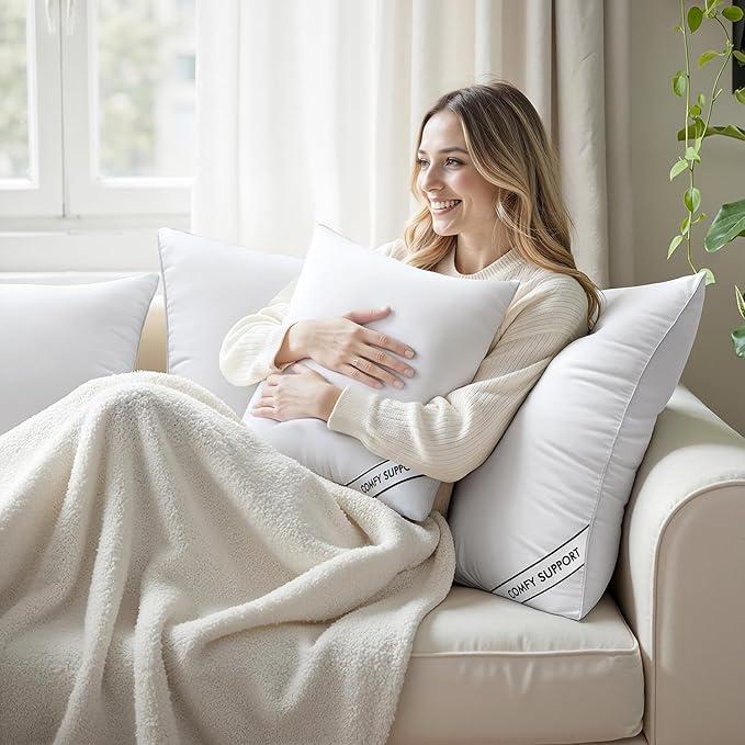 18x18 Inch Pillows Inserts, Down Alternative Virgin Filling Comfy Support Throw Pillows for Sofa Couch Bed