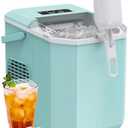Ice Maker Countertop, Portable Ice Machine with Carry Handle, Self-Cleaning Ice Makers with Basket and Scoop, 9 Cubes in 6 Mins, 26 lbs per Day, Ideal for Home, Kitchen, Camping, RV, Green