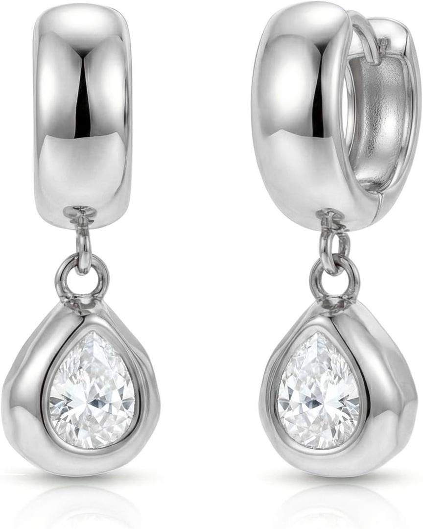 Trendy Gold Dangle Earrings for Women 14K Gold Silver Plated Chunky Drop Earring Statement Hoop Huggie Cubic Zirconia Diamond Crystal Charm Lightweight Hypoallergenic Jewelry Accessories Gifts for Women