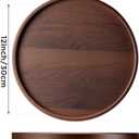 Round Natural Wood Tray - 12 Inch Decorative Serving Tray with Handles, Solid Wooden Coffee Table Tray for Ottoman, Vanity, Entryway, Snacks, Drinks & Home Decor