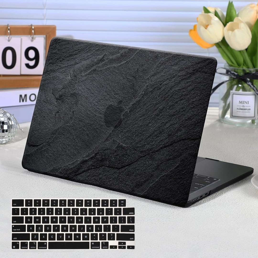 Funut for MacBook Pro 16 Inch Case 2024 2023 2022 2021 Model M3 A2991 M2 A2780 M1 A2485 Pro Max, Plastic Hard Shell Laptop Cover & Keyboard Cover for MacBook Pro 16" M3/M2/M1, Marble Black