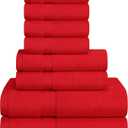 Towel and Linen Mart Burgundy Towel Sets, 2 Bath Towels 2 Hand Towels and 4 Washcloths 2 Ply Low Twist 600 GSM Ring Spun Highly Absorbent for Bathroom Hotel Shower Towel (8 Pack)