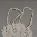 2 Pack Boho Curtain Tiebacks,Hand Knitting Cotton Curtain Holdbacks with Adjustable Natural Wooden Bead,Double Leaves Farmhouse Theme Curtain Tie Backs, for Indoor Outdoor Drapes Decorative,(Beige)